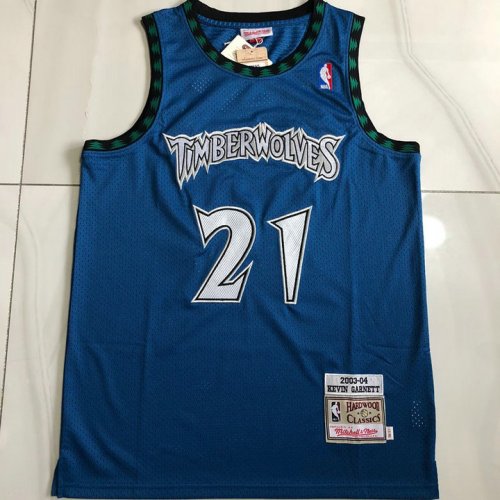 NBA 21 Kevin Garnett Timberwolves 2003-04 Maillot bleu